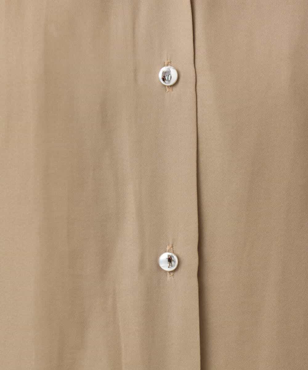 FOBGD68140 MK MICHEL KLEIN(MK ミッシェルクラン) [UVカット/接触冷感/洗える]メタル釦デザイン サテン地ブラウス ターコイズ