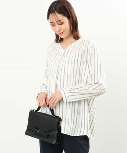 FOBGS37140 MK MICHEL KLEIN マルチストライプ柄ブラウス/洗える