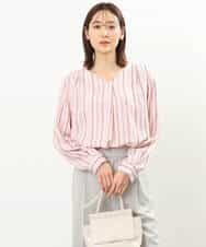 FOBGS37140 MK MICHEL KLEIN(MK ミッシェルクラン) マルチストライプ柄ブラウス/洗える アイボリー