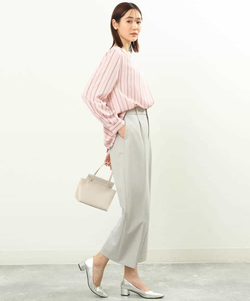 FOBGS37140 MK MICHEL KLEIN(MK ミッシェルクラン) マルチストライプ柄ブラウス/洗える アイボリー