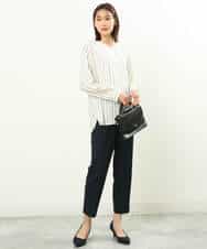 FOBGS37140 MK MICHEL KLEIN(MK ミッシェルクラン) マルチストライプ柄ブラウス/洗える アイボリー