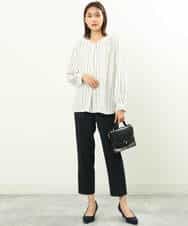 FOBGS37140 MK MICHEL KLEIN(MK ミッシェルクラン) マルチストライプ柄ブラウス/洗える アイボリー