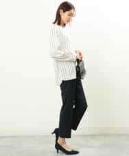 FOBGS37140 MK MICHEL KLEIN(MK ミッシェルクラン) マルチストライプ柄ブラウス/洗える アイボリー