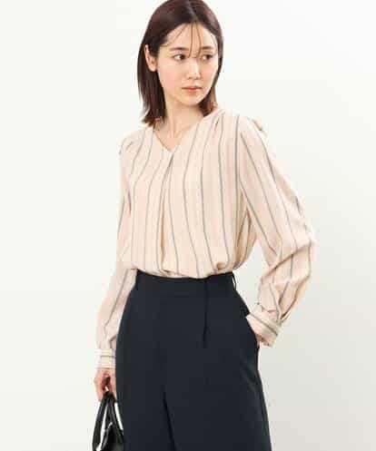 FOBGS37140 MK MICHEL KLEIN マルチストライプ柄ブラウス/洗える