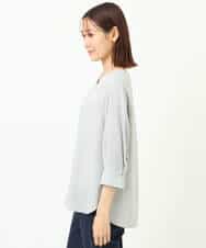 FOBGS38130 MK MICHEL KLEIN(MK ミッシェルクラン) タックVネックブラウス/洗える ライトグレー