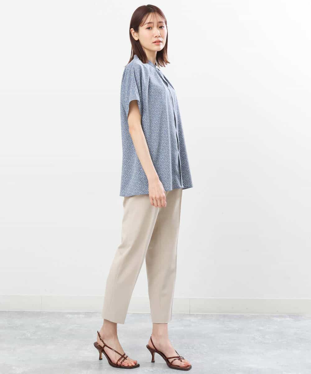 FOBGS54120 MK MICHEL KLEIN(MK ミッシェルクラン) スクエアモチーフプリントブラウス/洗える アイボリー