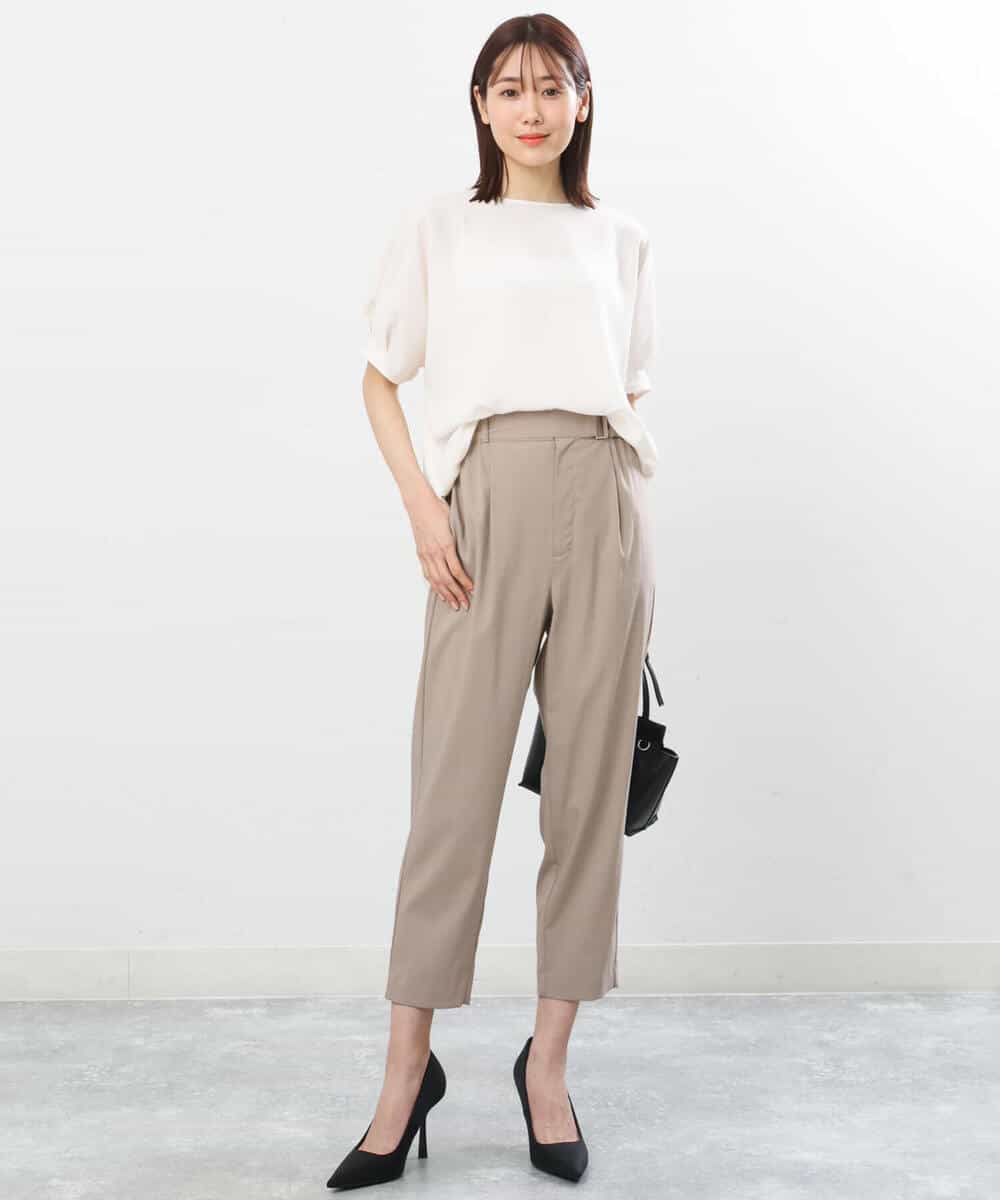 FOBGS55100 MK MICHEL KLEIN(MK ミッシェルクラン) タックスリーブブラウス/洗える ライトブルー