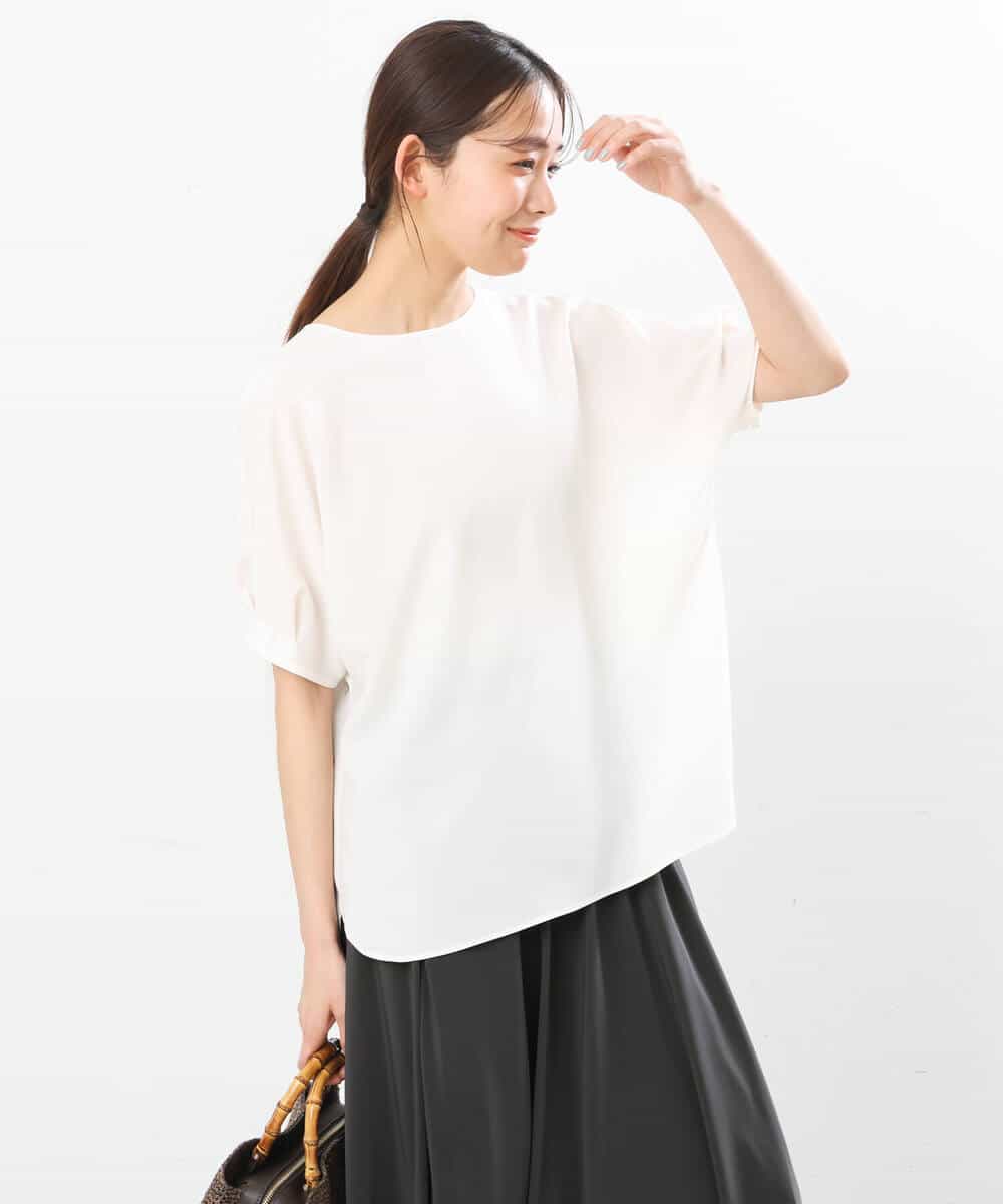 FOBGS55100 MK MICHEL KLEIN(MK ミッシェルクラン) タックスリーブブラウス/洗える ライトブルー
