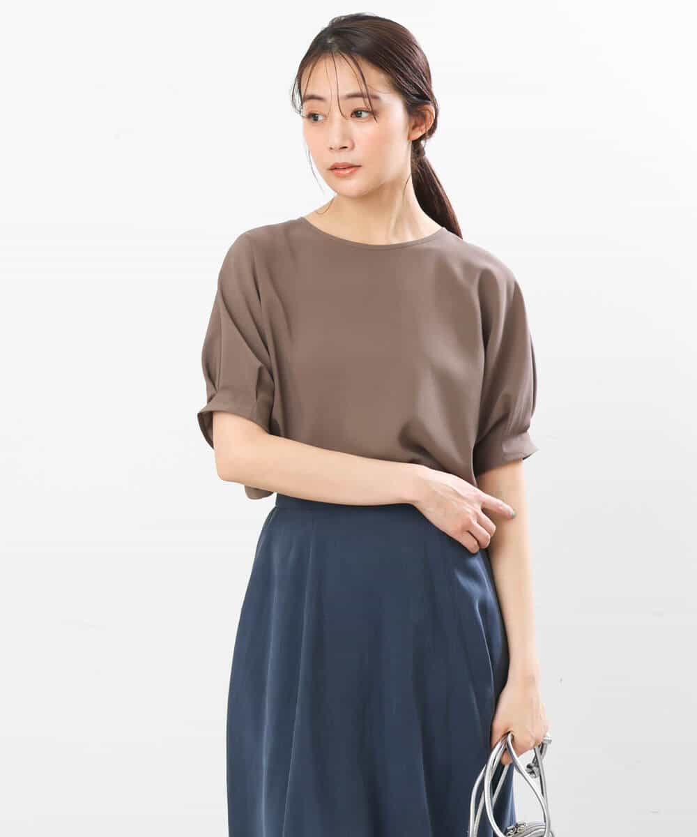 FOBGS55100 MK MICHEL KLEIN(MK ミッシェルクラン) タックスリーブブラウス/洗える ライトブルー