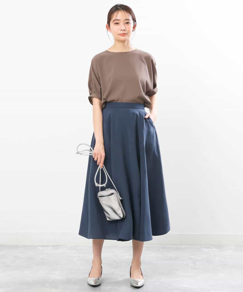 FOBGS55100 MK MICHEL KLEIN(MK ミッシェルクラン) タックスリーブブラウス/洗える ライトブルー