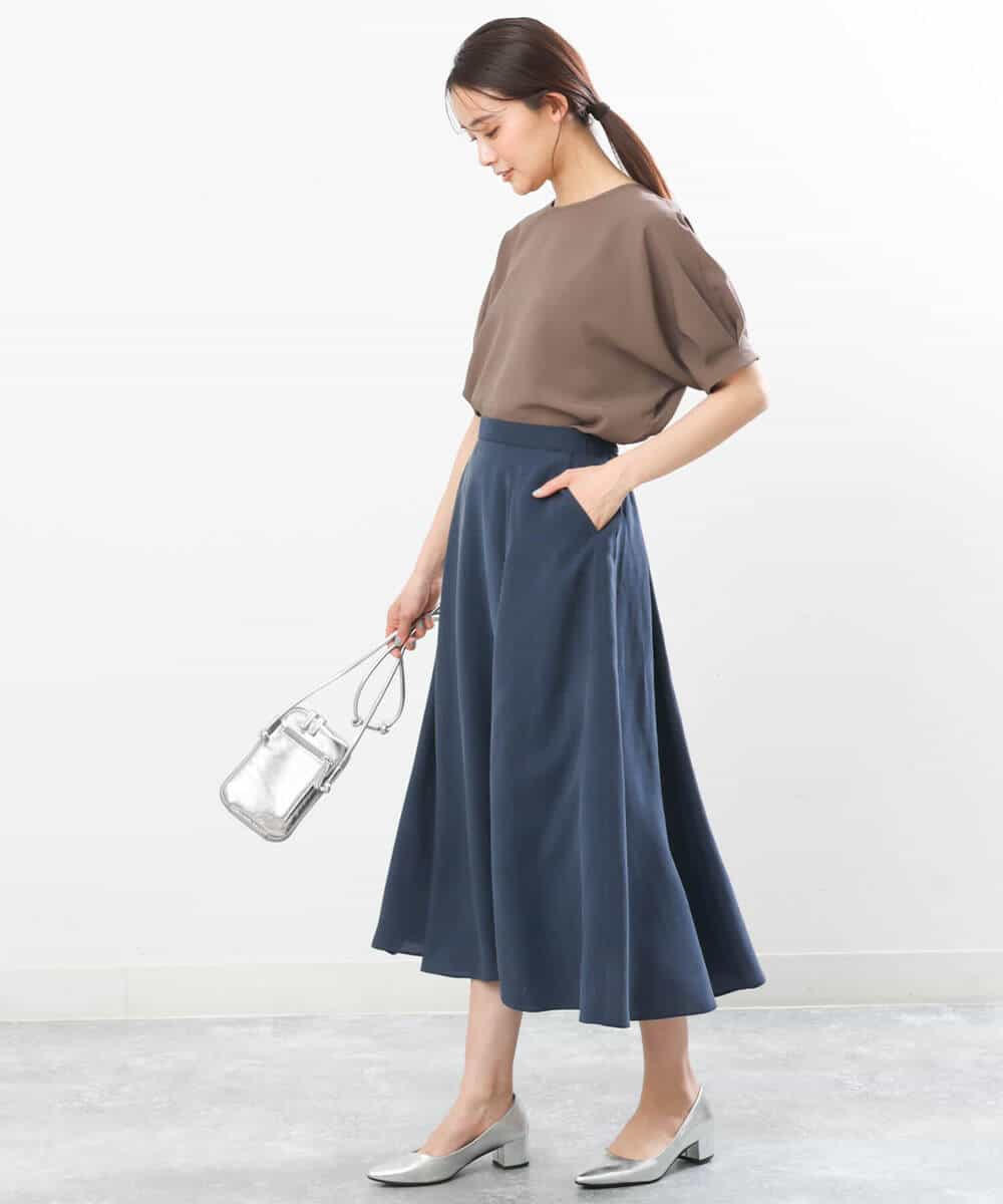 FOBGS55100 MK MICHEL KLEIN(MK ミッシェルクラン) タックスリーブブラウス/洗える ライトブルー