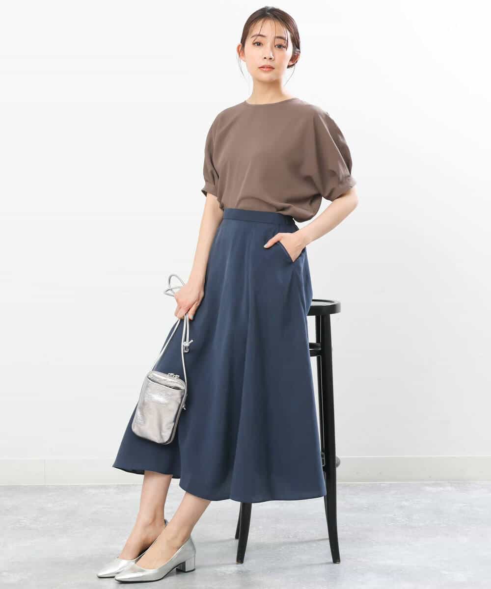 FOBGS55100 MK MICHEL KLEIN(MK ミッシェルクラン) タックスリーブブラウス/洗える ライトブルー