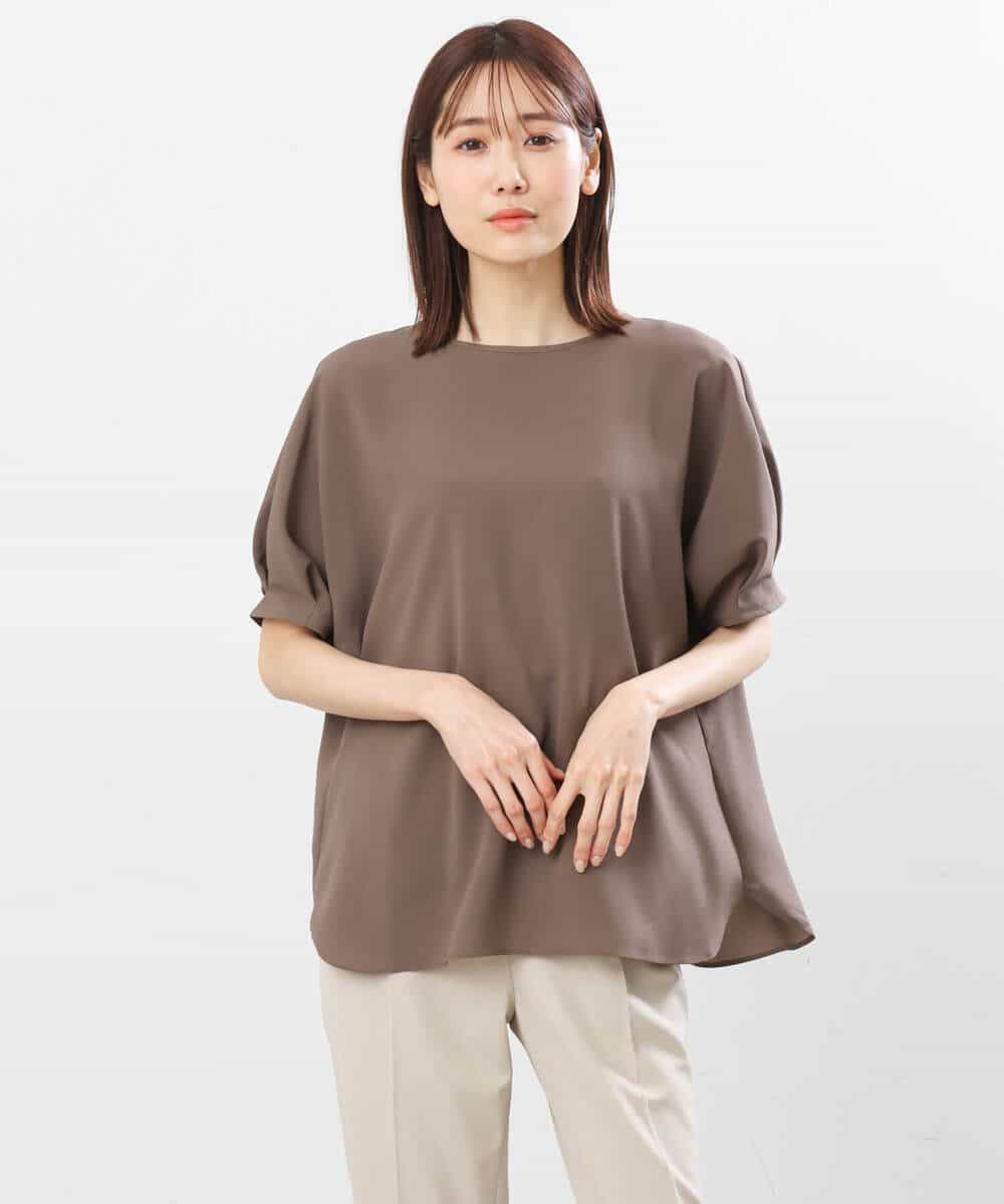 FOBGS55100 MK MICHEL KLEIN(MK ミッシェルクラン) タックスリーブブラウス/洗える ライトブルー
