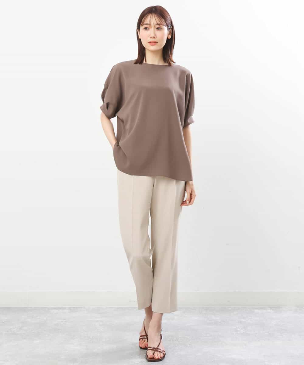 FOBGS55100 MK MICHEL KLEIN(MK ミッシェルクラン) タックスリーブブラウス/洗える ライトブルー