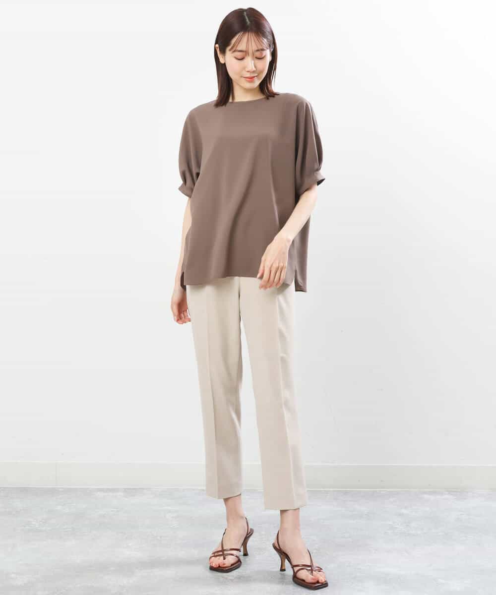 FOBGS55100 MK MICHEL KLEIN(MK ミッシェルクラン) タックスリーブブラウス/洗える ライトブルー