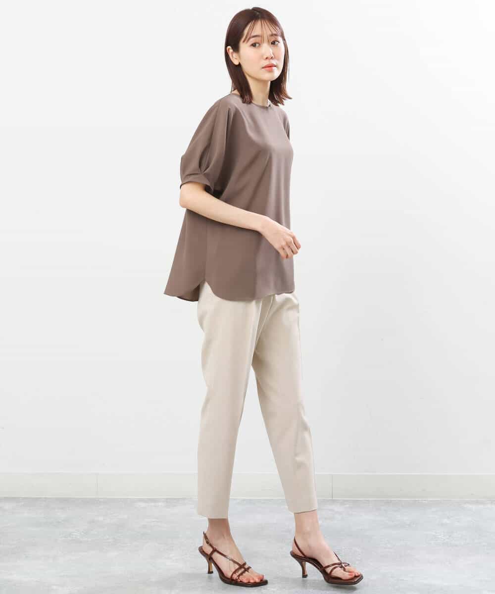 FOBGS55100 MK MICHEL KLEIN(MK ミッシェルクラン) タックスリーブブラウス/洗える ライトブルー