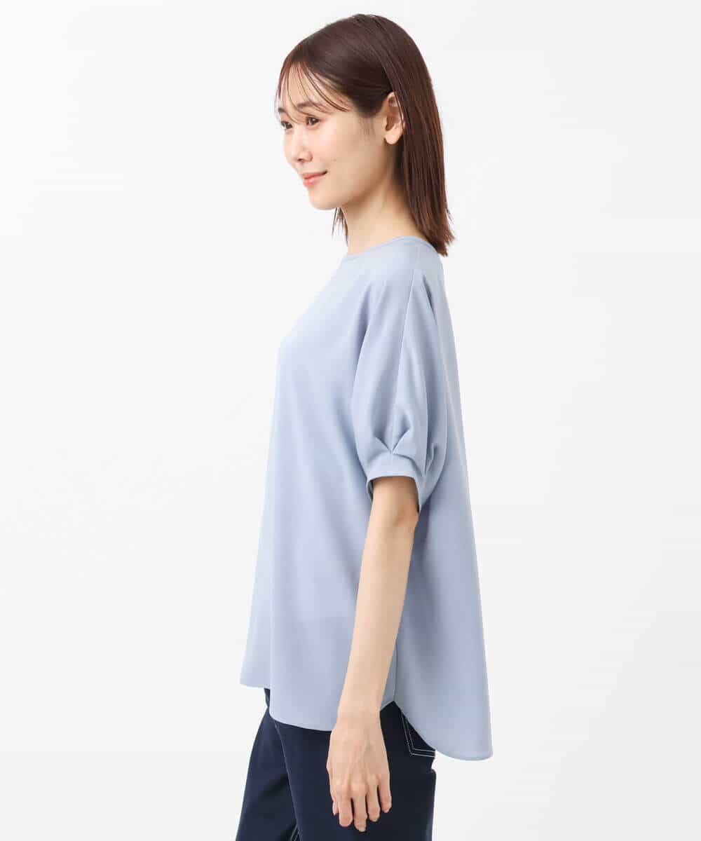 FOBGS55100 MK MICHEL KLEIN(MK ミッシェルクラン) タックスリーブブラウス/洗える ライトブルー