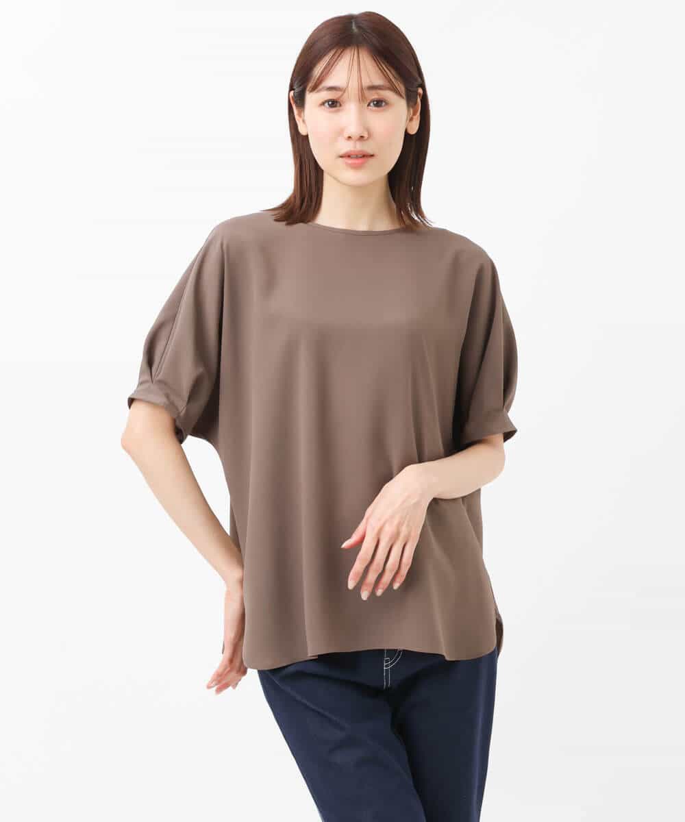 FOBGS55100 MK MICHEL KLEIN(MK ミッシェルクラン) タックスリーブブラウス/洗える ライトブルー