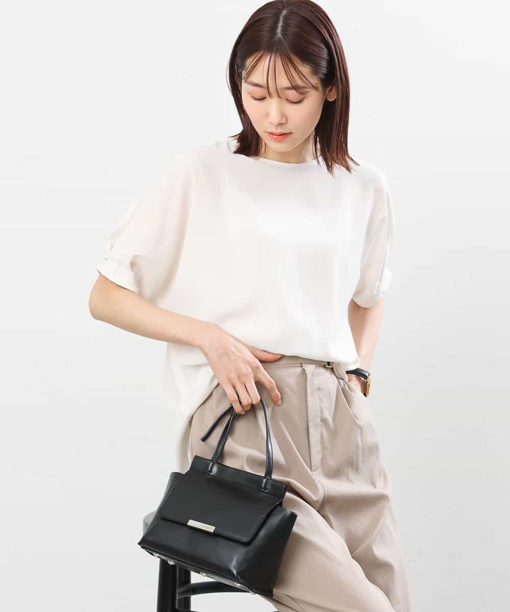 FOBGS55100 MK MICHEL KLEIN(MK ミッシェルクラン) タックスリーブブラウス/洗える アイボリー