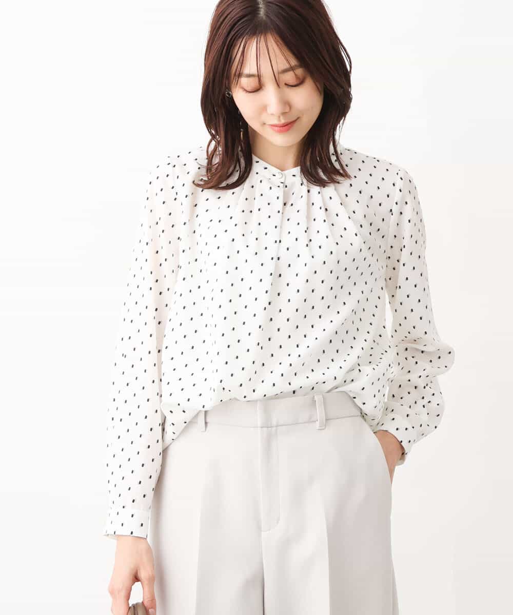 バンドカラープリントブラウス/洗える(ブラウス・シャツ) | MK MICHEL  