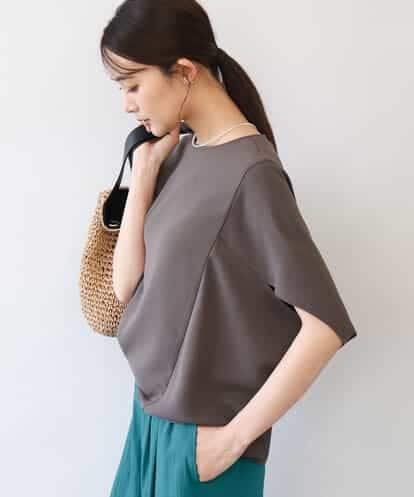 FOBHD66150 MK MICHEL KLEIN [瞬美シリーズ/UVカット/接触冷感/速乾/洗える]梨地ジョーゼット 変形スリーブブラウス