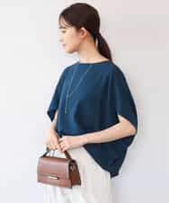 FOBHD66150 MK MICHEL KLEIN(MK ミッシェルクラン) [瞬美シリーズ/UVカット/接触冷感/速乾/洗える]梨地ジョーゼット 変形スリーブブラウス ブラウン