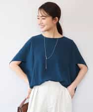 FOBHD66150 MK MICHEL KLEIN(MK ミッシェルクラン) [瞬美シリーズ/UVカット/接触冷感/速乾/洗える]梨地ジョーゼット 変形スリーブブラウス ブラウン