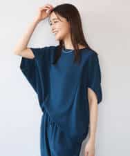 FOBHD66150 MK MICHEL KLEIN(MK ミッシェルクラン) [瞬美シリーズ/UVカット/接触冷感/速乾/洗える]梨地ジョーゼット 変形スリーブブラウス ブラウン