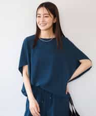 FOBHD66150 MK MICHEL KLEIN(MK ミッシェルクラン) [瞬美シリーズ/UVカット/接触冷感/速乾/洗える]梨地ジョーゼット 変形スリーブブラウス ブラウン