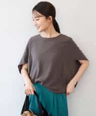 FOBHD66150 MK MICHEL KLEIN(MK ミッシェルクラン) [瞬美シリーズ/UVカット/接触冷感/速乾/洗える]梨地ジョーゼット 変形スリーブブラウス ブラウン