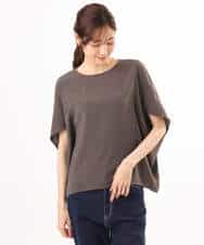 FOBHD66150 MK MICHEL KLEIN(MK ミッシェルクラン) [瞬美シリーズ/UVカット/接触冷感/速乾/洗える]梨地ジョーゼット 変形スリーブブラウス ブラウン