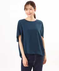FOBHD66150 MK MICHEL KLEIN(MK ミッシェルクラン) [瞬美シリーズ/UVカット/接触冷感/速乾/洗える]梨地ジョーゼット 変形スリーブブラウス ブラウン