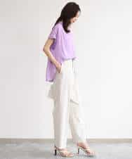 FOBHD67140 MK MICHEL KLEIN(MK ミッシェルクラン) [UVカット/接触冷感/洗える]バンドカラーサテンブラウス ダークグレー