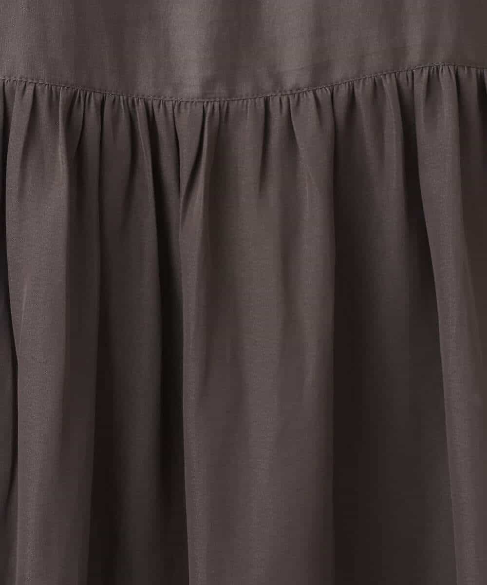 FOBHD67140 MK MICHEL KLEIN(MK ミッシェルクラン) [UVカット/接触冷感/洗える]バンドカラーサテンブラウス ダークグレー