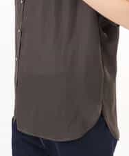 FOBHD67140 MK MICHEL KLEIN(MK ミッシェルクラン) [UVカット/接触冷感/洗える]バンドカラーサテンブラウス ダークグレー