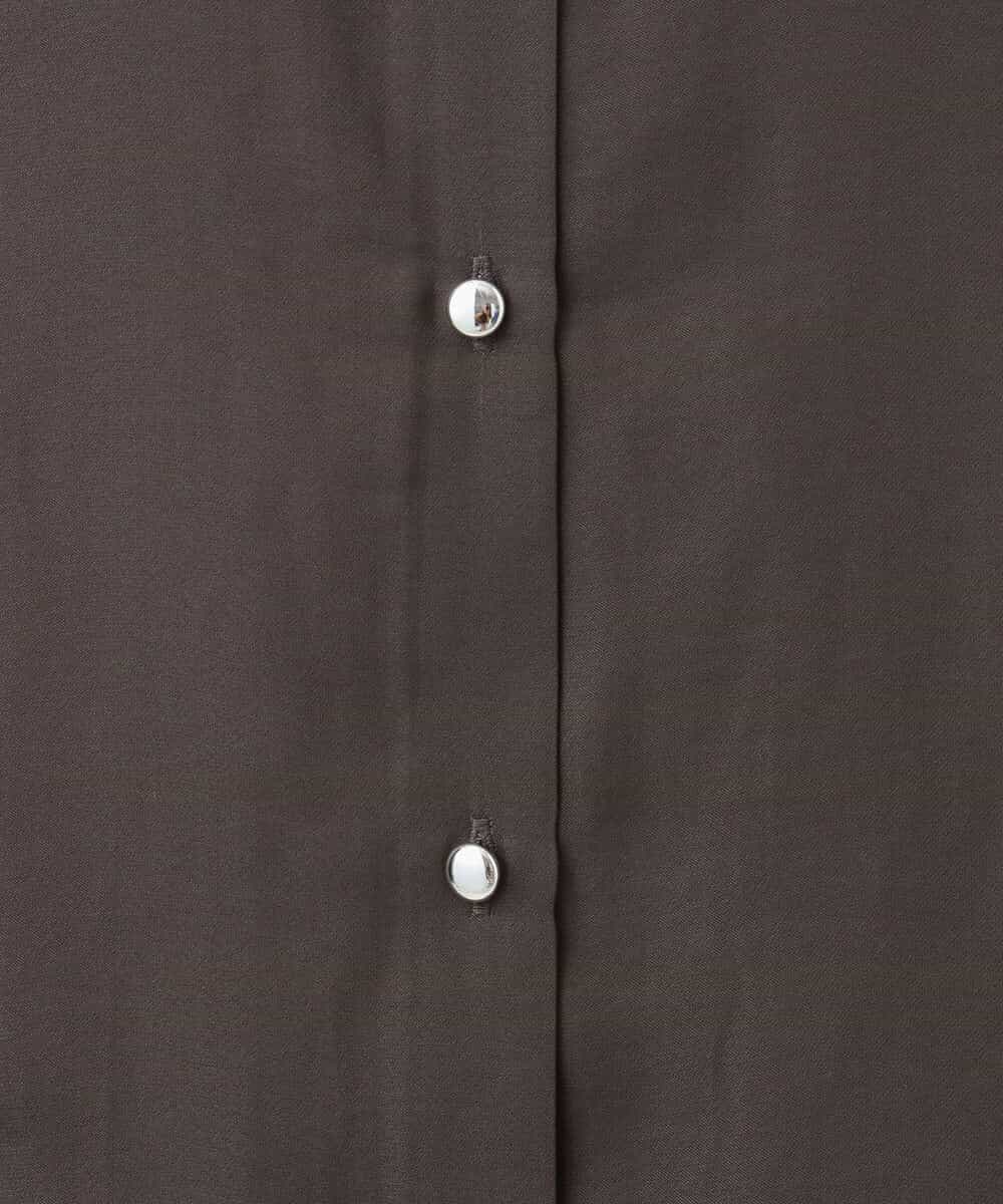 FOBHD67140 MK MICHEL KLEIN(MK ミッシェルクラン) [UVカット/接触冷感/洗える]バンドカラーサテンブラウス ダークグレー