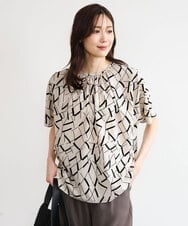 FOBHD68140 MK MICHEL KLEIN(MK ミッシェルクラン) [接触冷感/洗える]アートプリントブラウス ベージュ