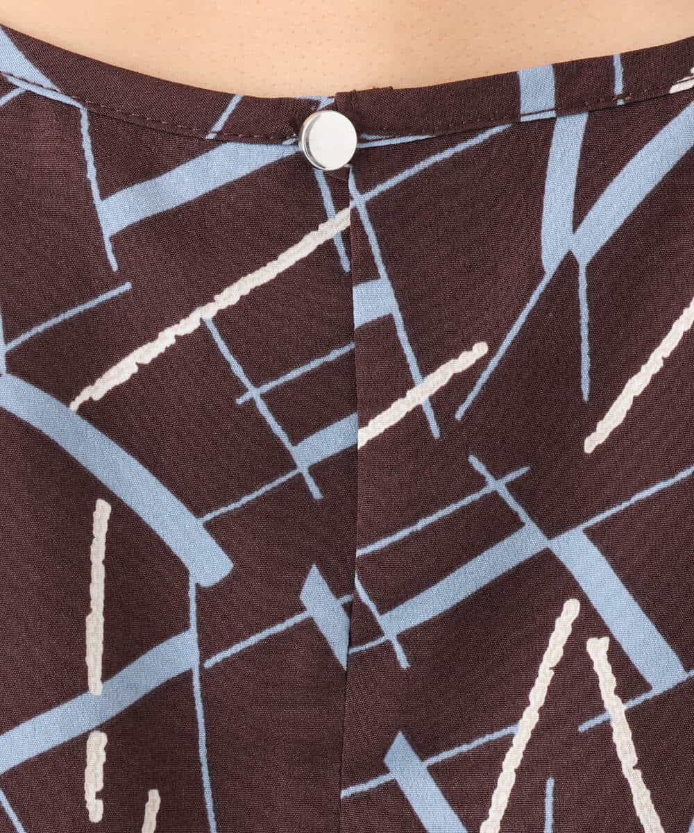 FOBHD68140 MK MICHEL KLEIN(MK ミッシェルクラン) [接触冷感/洗える]アートプリントブラウス ブラウン