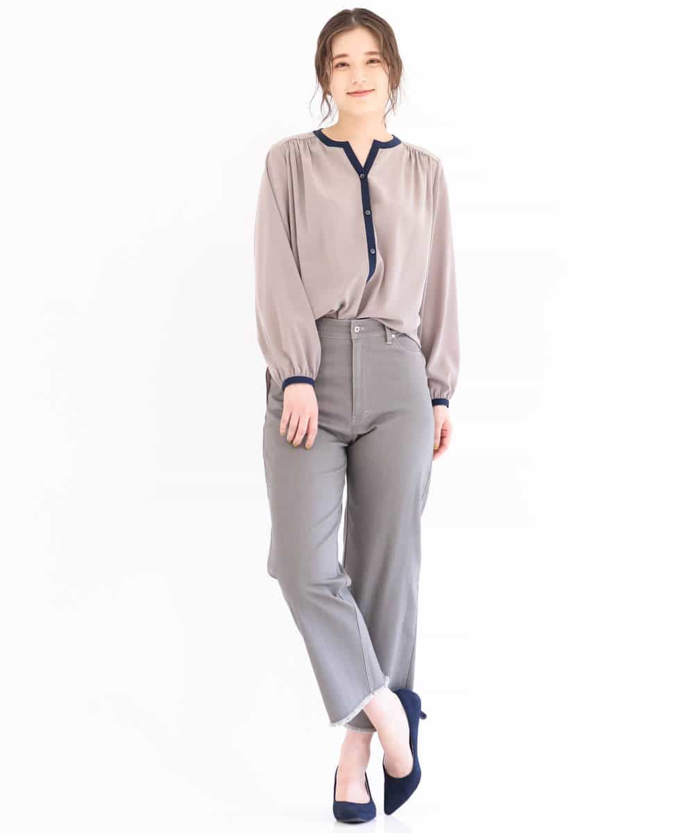 洗濯機で洗える バンドカラー キーネックブラウス ブラウス シャツ Mk Michel Klein Mk ミッシェルクラン イトキンオンラインストア