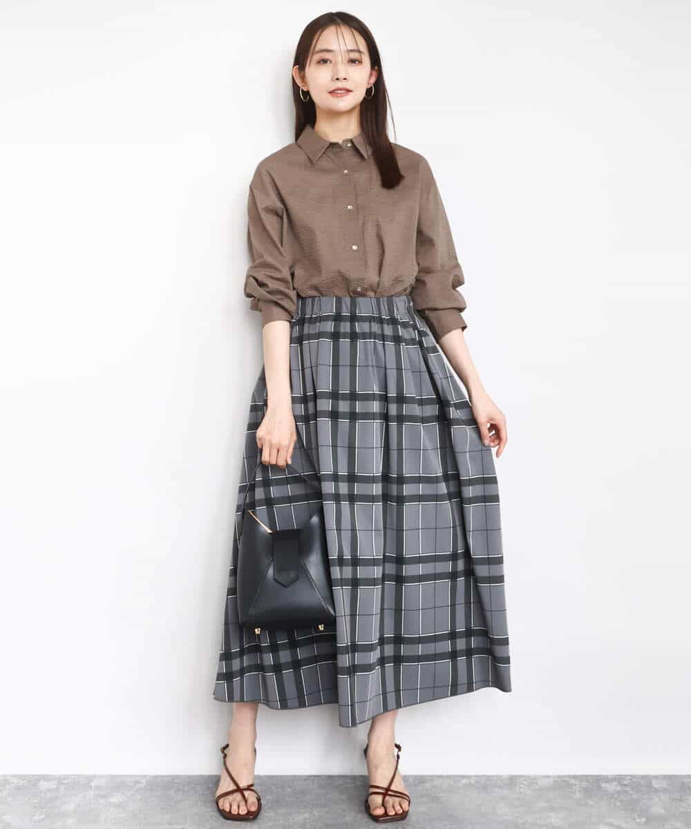 FOBJA46150 MK MICHEL KLEIN(MK ミッシェルクラン) サッカーシャツブラウス/洗える ベージュ