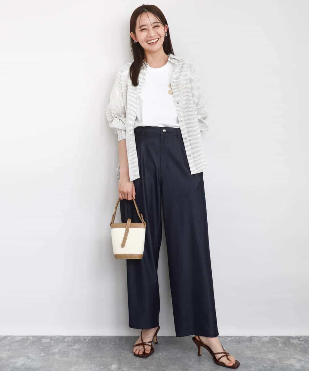 FOBJA46150 MK MICHEL KLEIN(MK ミッシェルクラン) サッカーシャツブラウス/洗える ベージュ