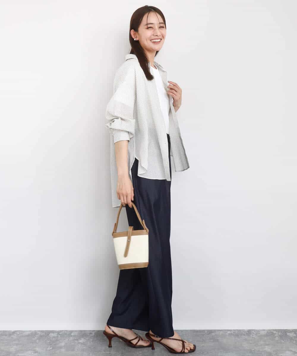 FOBJA46150 MK MICHEL KLEIN(MK ミッシェルクラン) サッカーシャツブラウス/洗える ベージュ