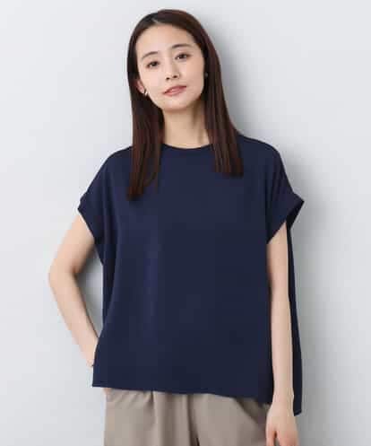 FOBJA75110 MK MICHEL KLEIN マットサテンTブラウス/接触冷感/洗える