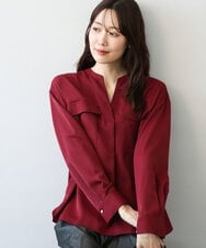 FOBJD48150 MK MICHEL KLEIN(MK ミッシェルクラン) [UVカット/洗える]パッチポケットデザインブラウス ホワイト