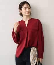 FOBJD48150 MK MICHEL KLEIN(MK ミッシェルクラン) [UVカット/洗える]パッチポケットデザインブラウス ワイン