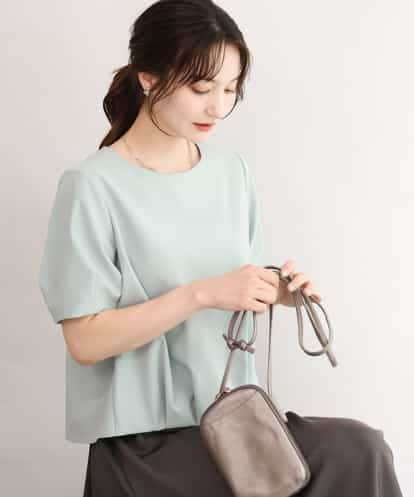 FOBJD76140 MK MICHEL KLEIN [瞬美シリーズ/UVカット/接触冷感/速乾/洗える]トリコット タックデザインカットソー