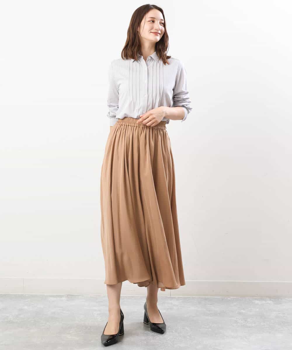 FOBJS02110 MK MICHEL KLEIN(MK ミッシェルクラン) ストレッチジャージシャツ/洗える ライトブルー