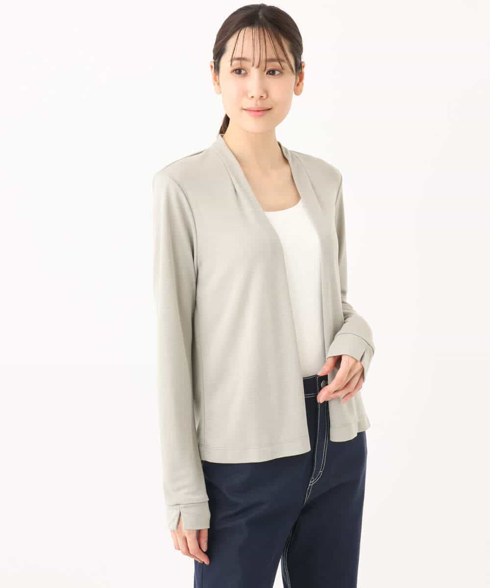 FOCGA41120 MK MICHEL KLEIN(MK ミッシェルクラン) ショート丈カーディガン/接触冷感/UVカット/洗える カーキグレー
