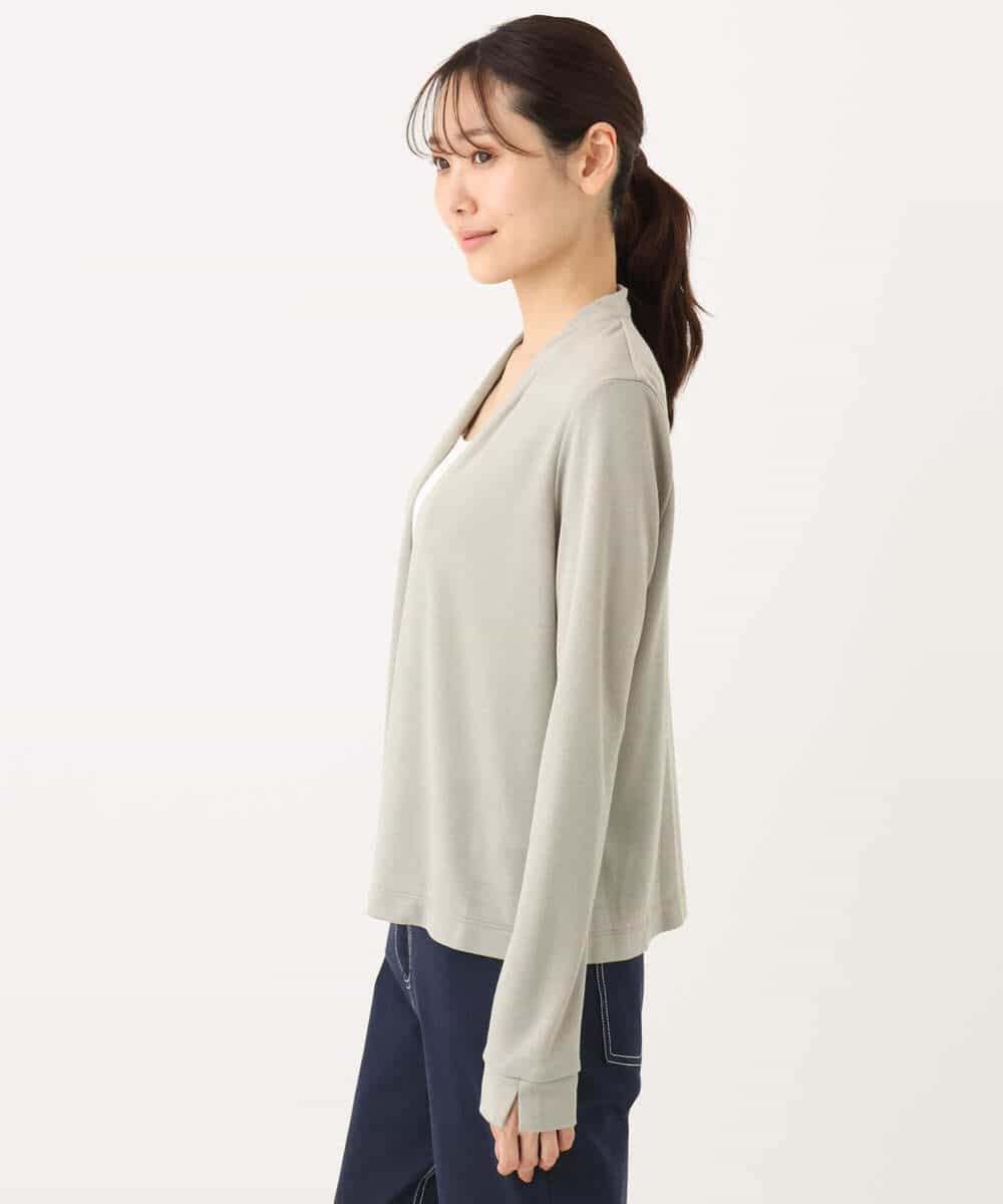 FOCGA41120 MK MICHEL KLEIN(MK ミッシェルクラン) ショート丈カーディガン/接触冷感/UVカット/洗える カーキグレー
