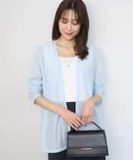 FOCGD40130 MK MICHEL KLEIN(MK ミッシェルクラン) コットン混シアーラメカーディガン/洗える ライトブルー